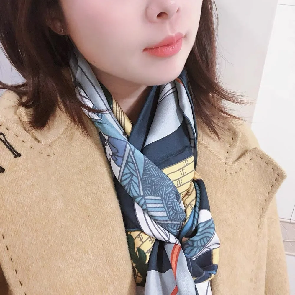 Flying Print 100% Silk Scarf Aviation Design – 135cm